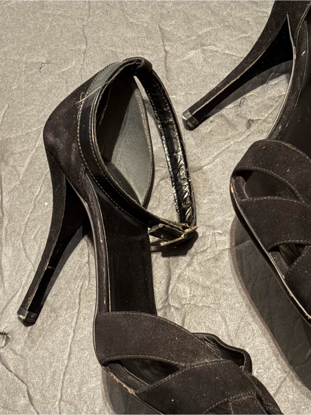Prada Black Suede Knotted Ankle-Strap Stiletto Sandals size 40 - Picture 7 of 10